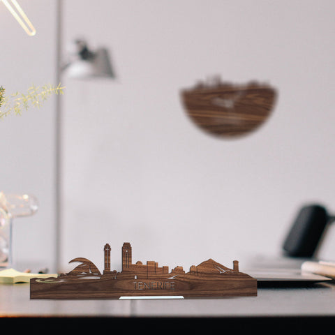 Standing Skyline Tenerife Noten houten cadeau decoratie relatiegeschenk van WoodWideCities