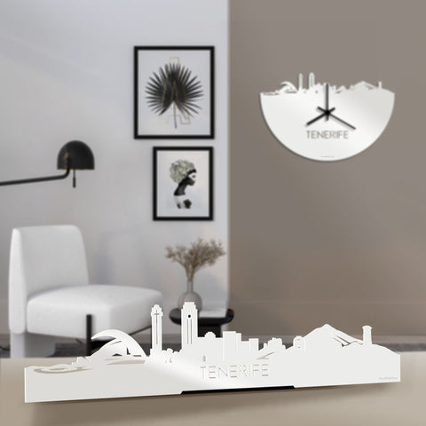 Standing Skyline Tenerife Wit glanzend gerecycled kunststof cadeau decoratie relatiegeschenk van WoodWideCities