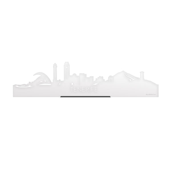 Standing Skyline Tenerife Wit glanzend gerecycled kunststof cadeau decoratie relatiegeschenk van WoodWideCities