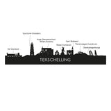 Standing Skyline Terschelling Black houten cadeau decoratie relatiegeschenk van WoodWideCities