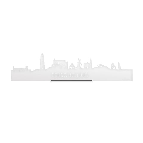 Standing Skyline Terschelling Wit Glanzend 40 cm houten cadeau decoratie relatiegeschenk van WoodWideCities