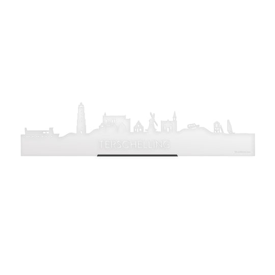 Standing Skyline Terschelling Wit Glanzend 40 cm houten cadeau decoratie relatiegeschenk van WoodWideCities
