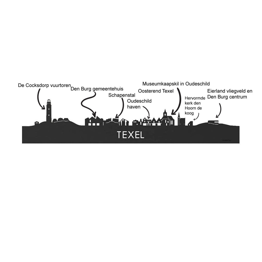 Standing Skyline Texel Palissander houten cadeau decoratie relatiegeschenk van WoodWideCities