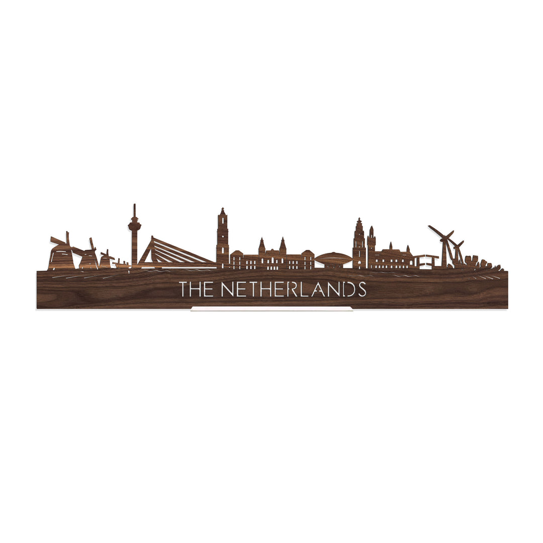 Standing Skyline The Netherlands Noten houten cadeau decoratie relatiegeschenk van WoodWideCities