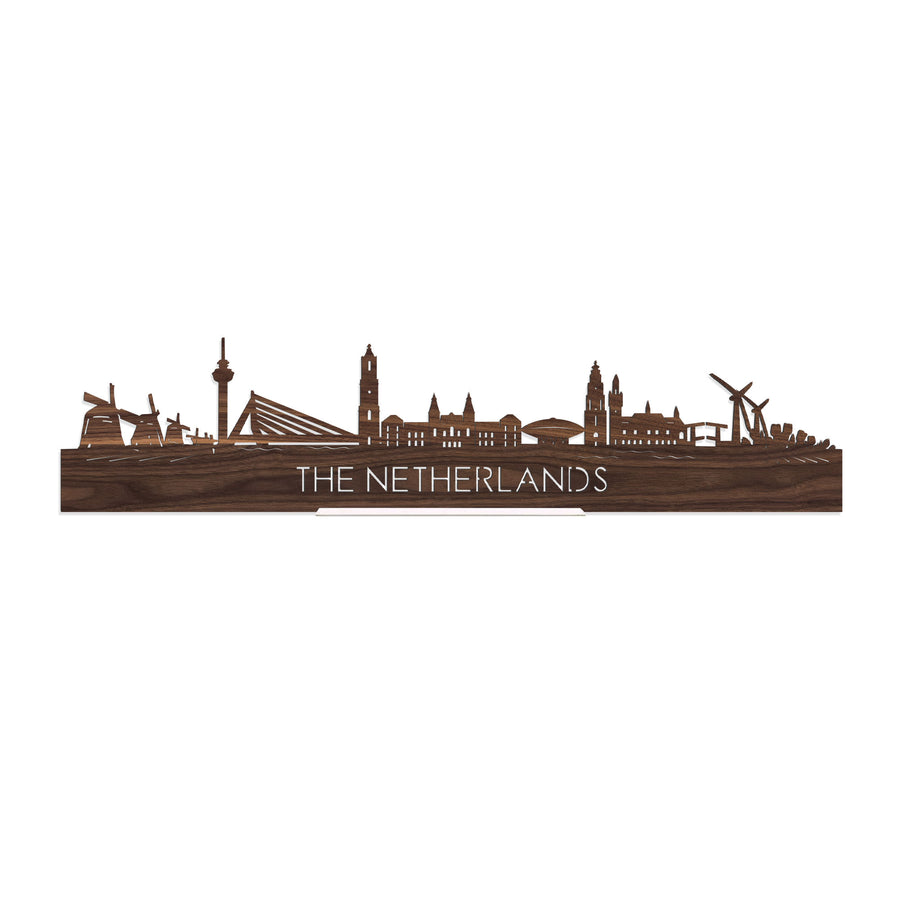 Standing Skyline The Netherlands Noten houten cadeau decoratie relatiegeschenk van WoodWideCities