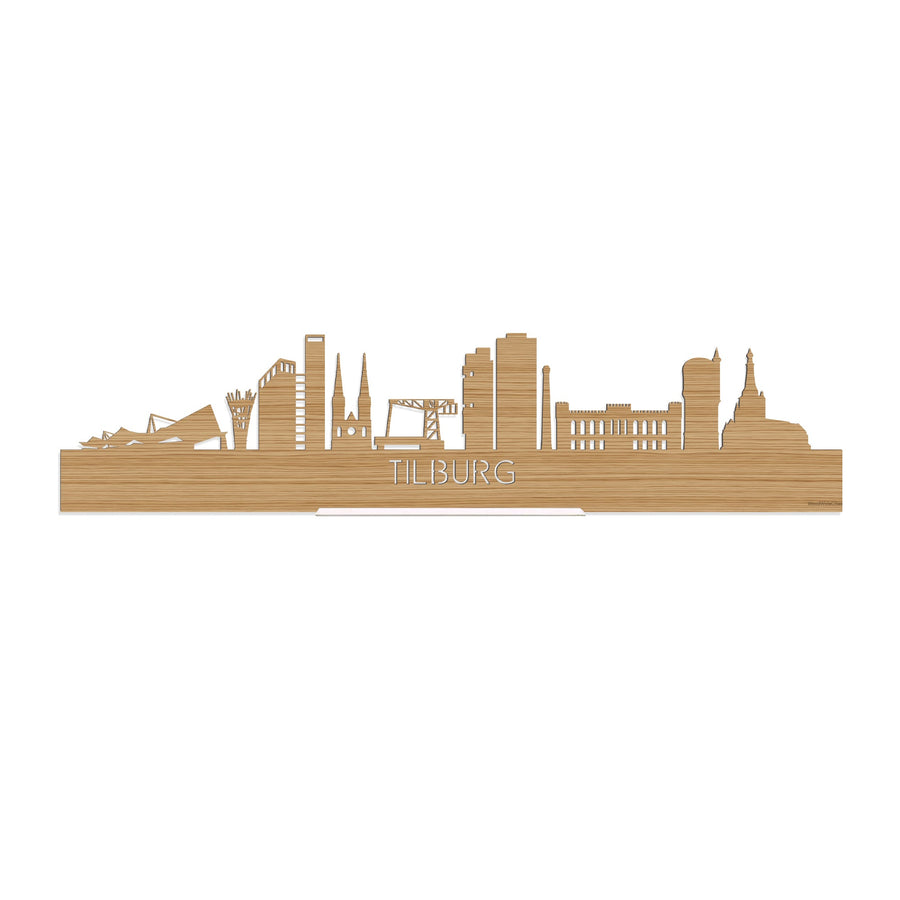 Standing Skyline Tilburg Bamboe houten cadeau decoratie relatiegeschenk van WoodWideCities