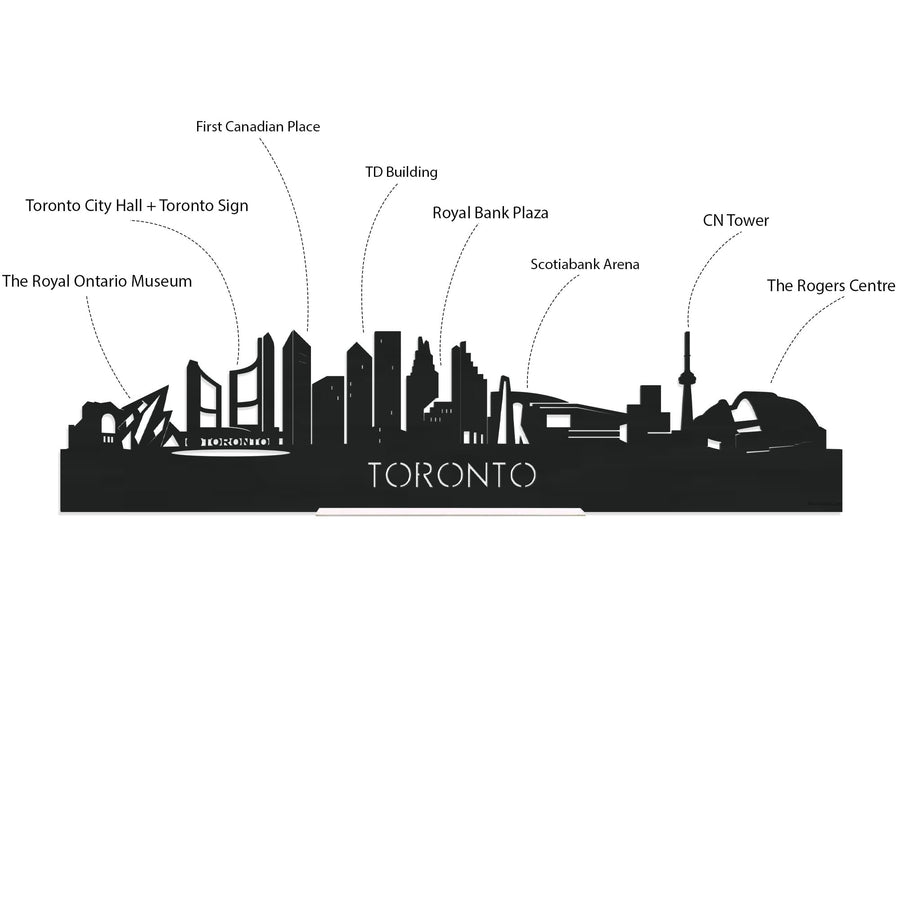 Standing Skyline Toronto Zwart houten cadeau decoratie relatiegeschenk van WoodWideCities