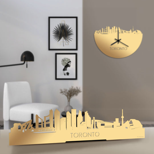 Standing Skyline Toronto Metallic Goud gerecycled kunststof cadeau decoratie relatiegeschenk van WoodWideCities
