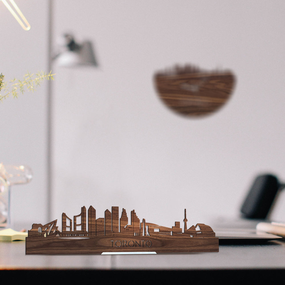 Standing Skyline Toronto Noten houten cadeau decoratie relatiegeschenk van WoodWideCities