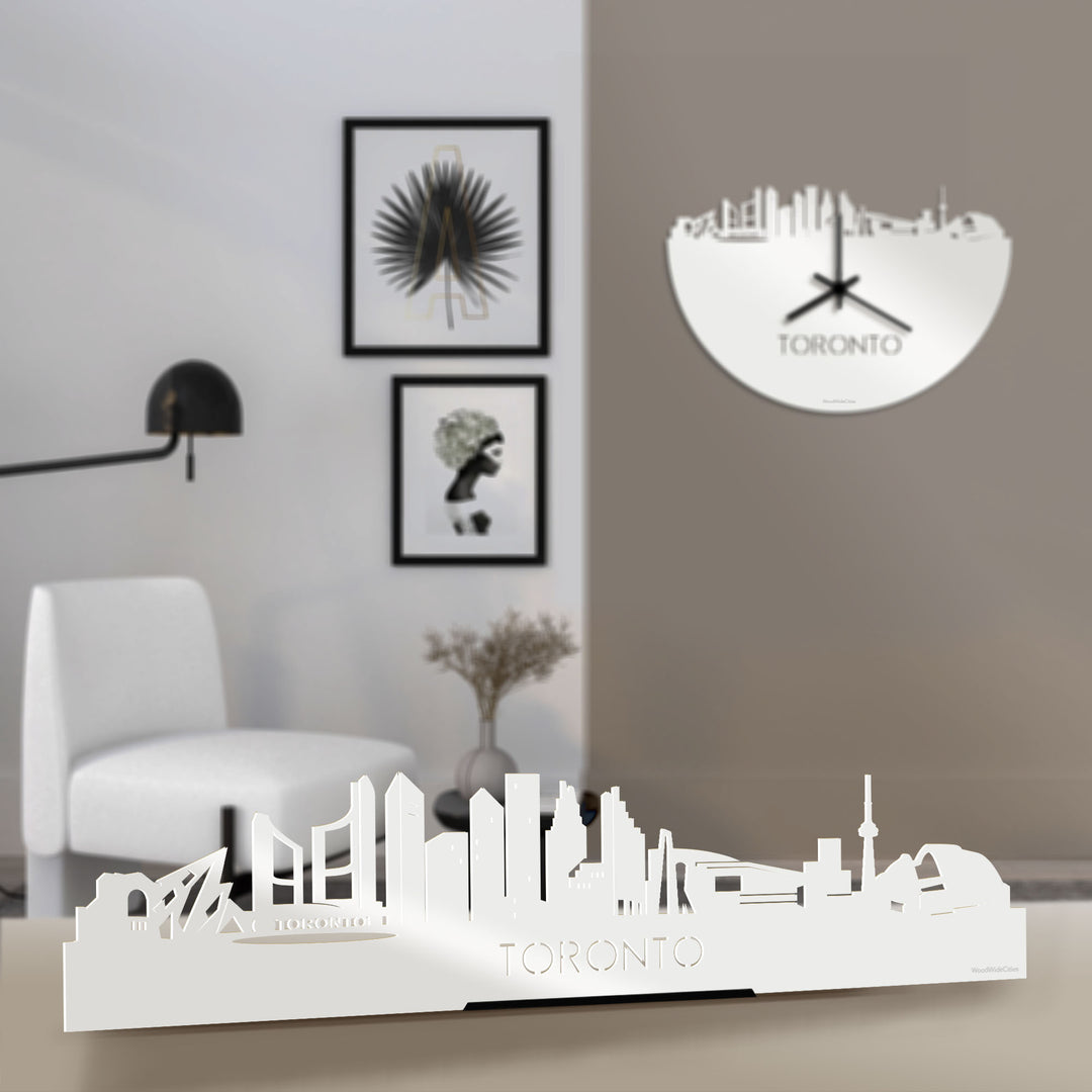 Standing Skyline Toronto Wit glanzend gerecycled kunststof cadeau decoratie relatiegeschenk van WoodWideCities