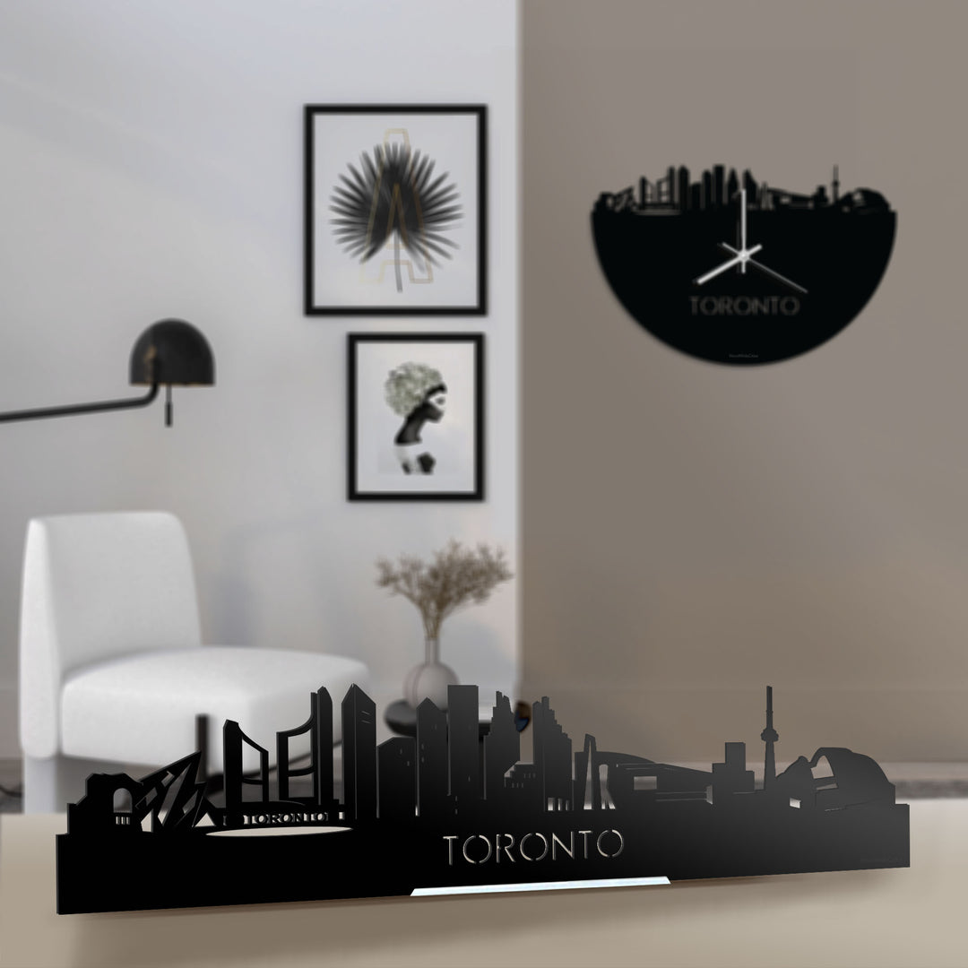 Standing Skyline Toronto Zwart glanzend gerecycled kunststof cadeau decoratie relatiegeschenk van WoodWideCities