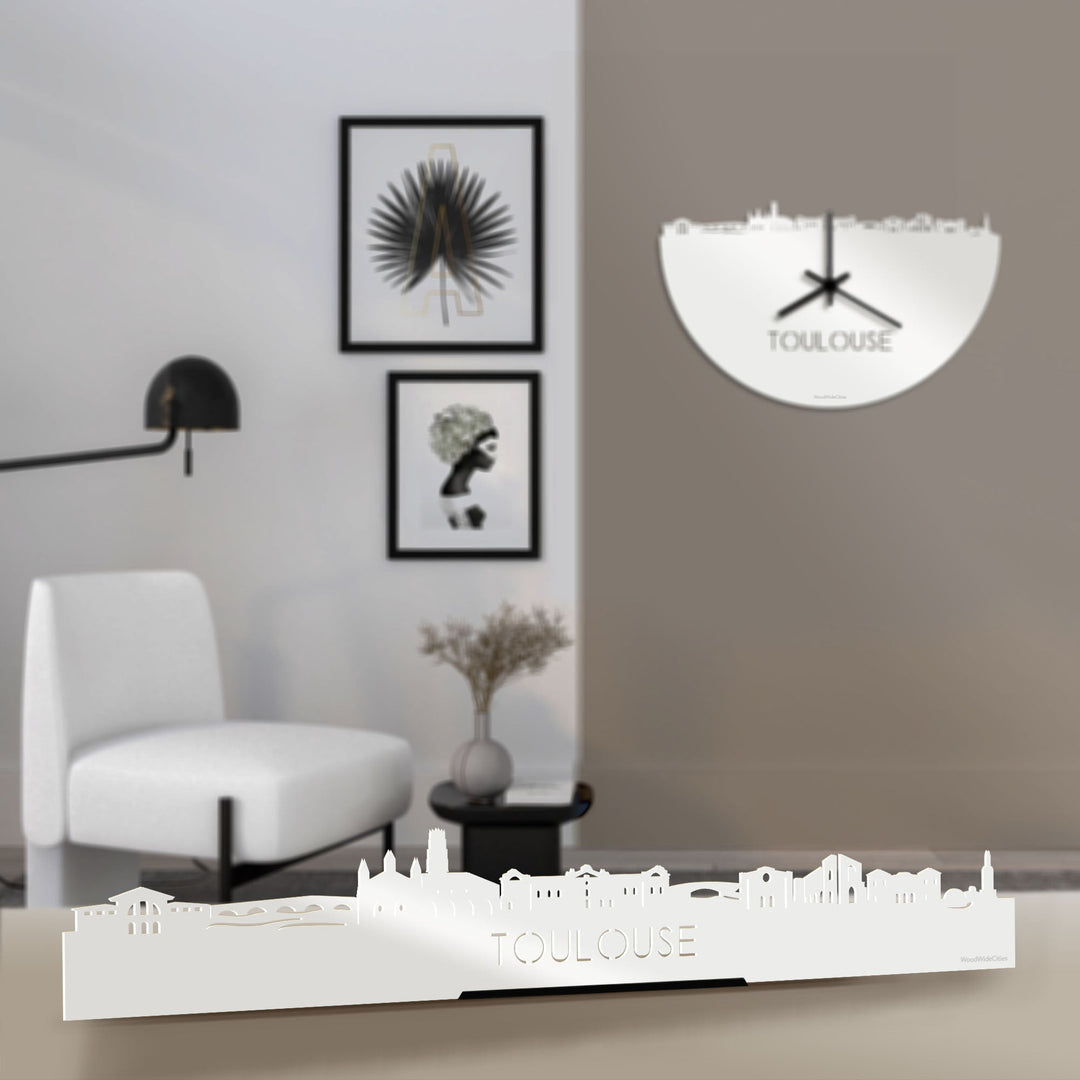 Standing Skyline Toulouse Wit glanzend gerecycled kunststof cadeau decoratie relatiegeschenk van WoodWideCities