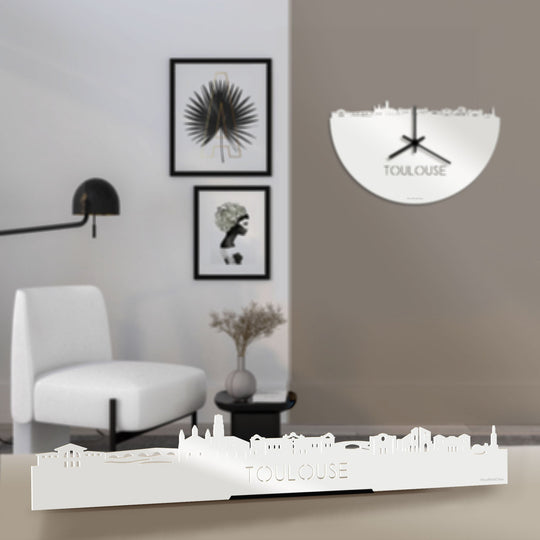 Standing Skyline Toulouse Wit glanzend gerecycled kunststof cadeau decoratie relatiegeschenk van WoodWideCities