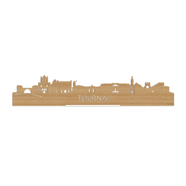 Standing Skyline Tournai Bamboe houten cadeau decoratie relatiegeschenk van WoodWideCities