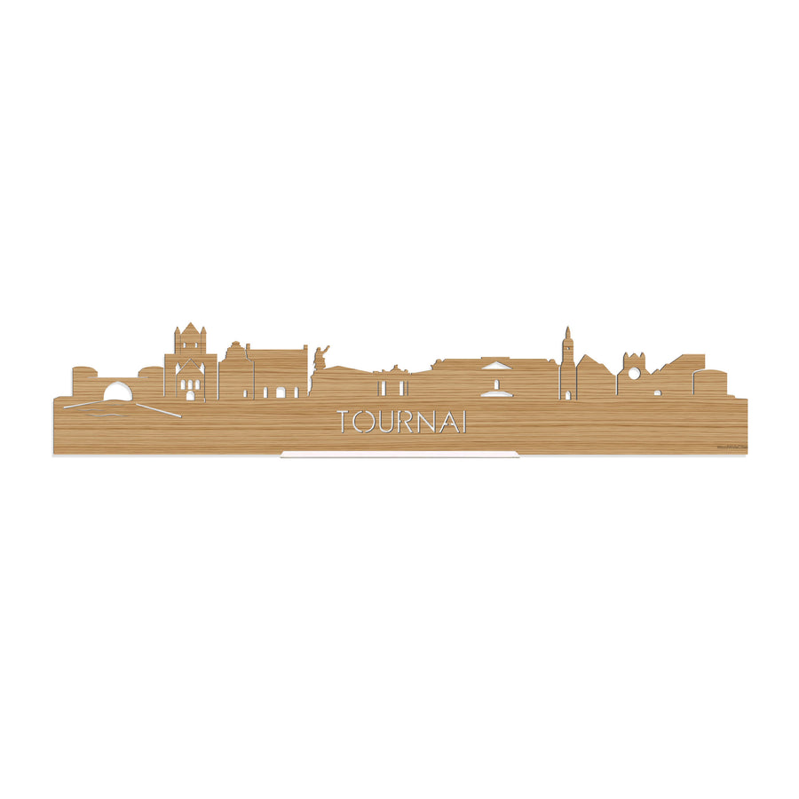 Standing Skyline Tournai Bamboe houten cadeau decoratie relatiegeschenk van WoodWideCities