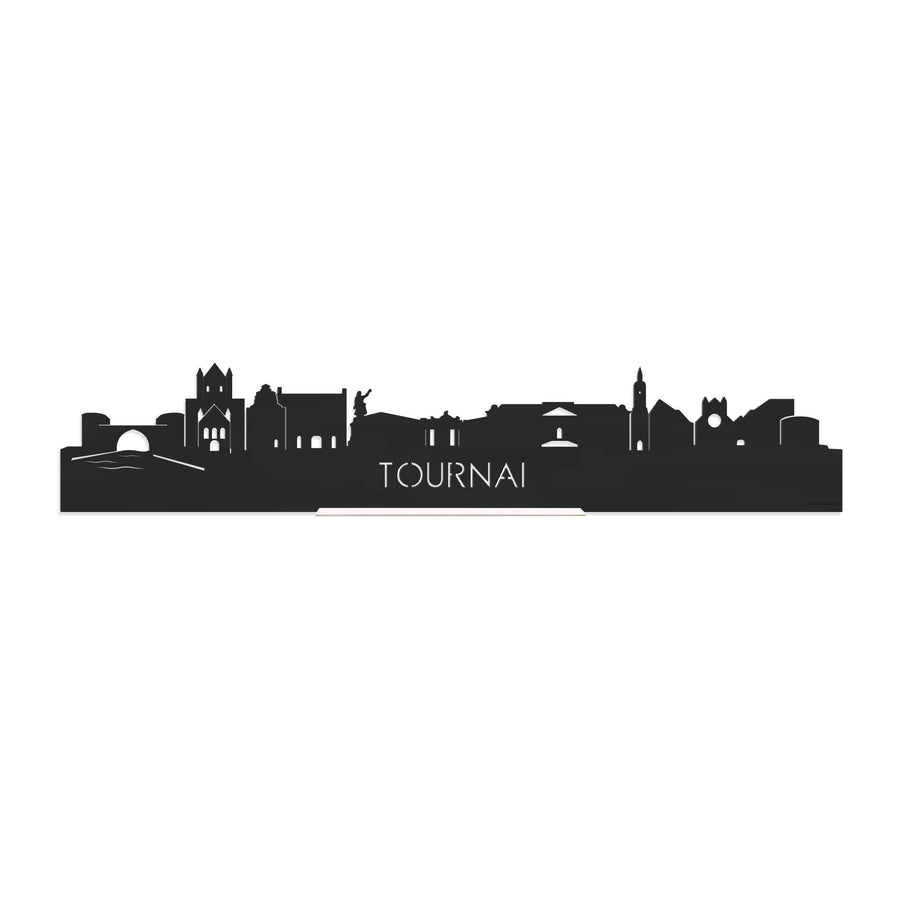 Standing Skyline Tournai Zwart houten cadeau decoratie relatiegeschenk van WoodWideCities