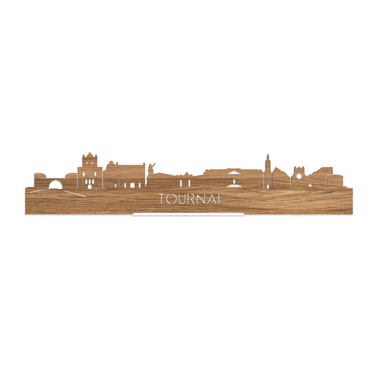 Standing Skyline Tournai Eiken houten cadeau decoratie relatiegeschenk van WoodWideCities