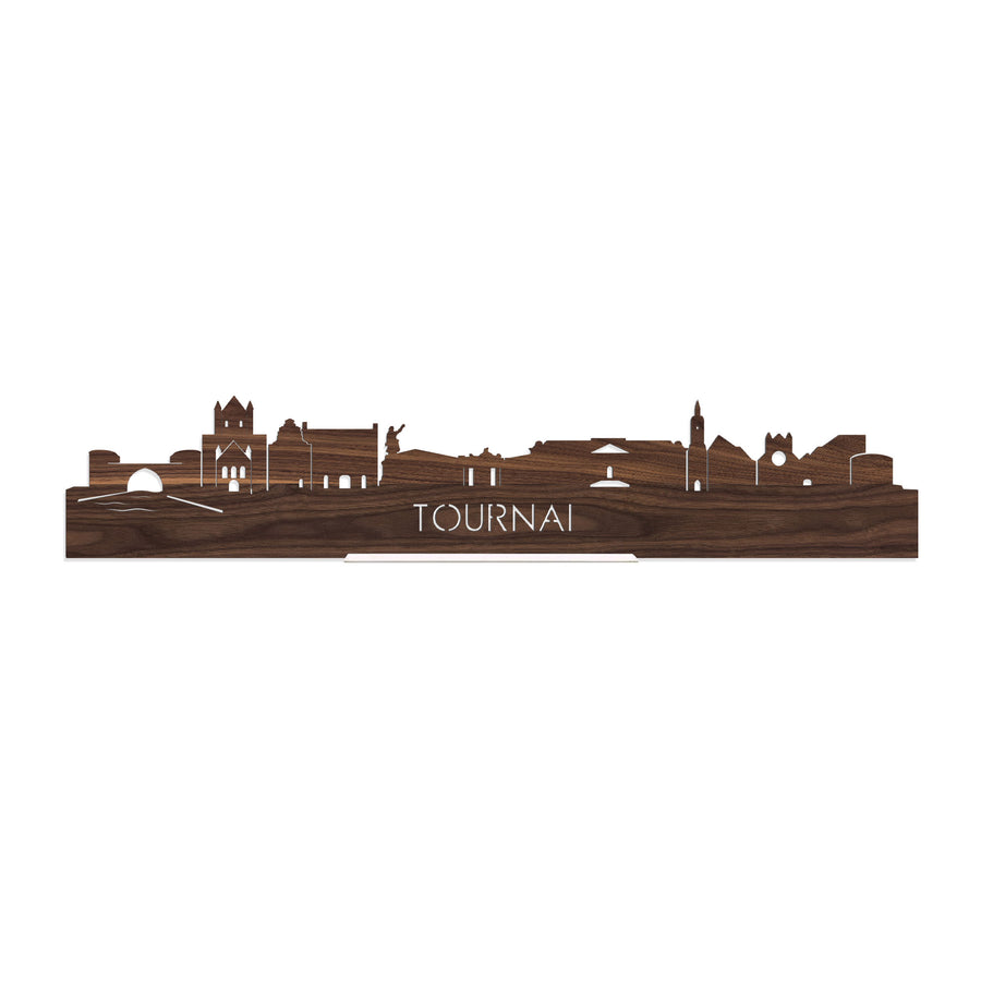 Standing Skyline Tournai Noten houten cadeau decoratie relatiegeschenk van WoodWideCities