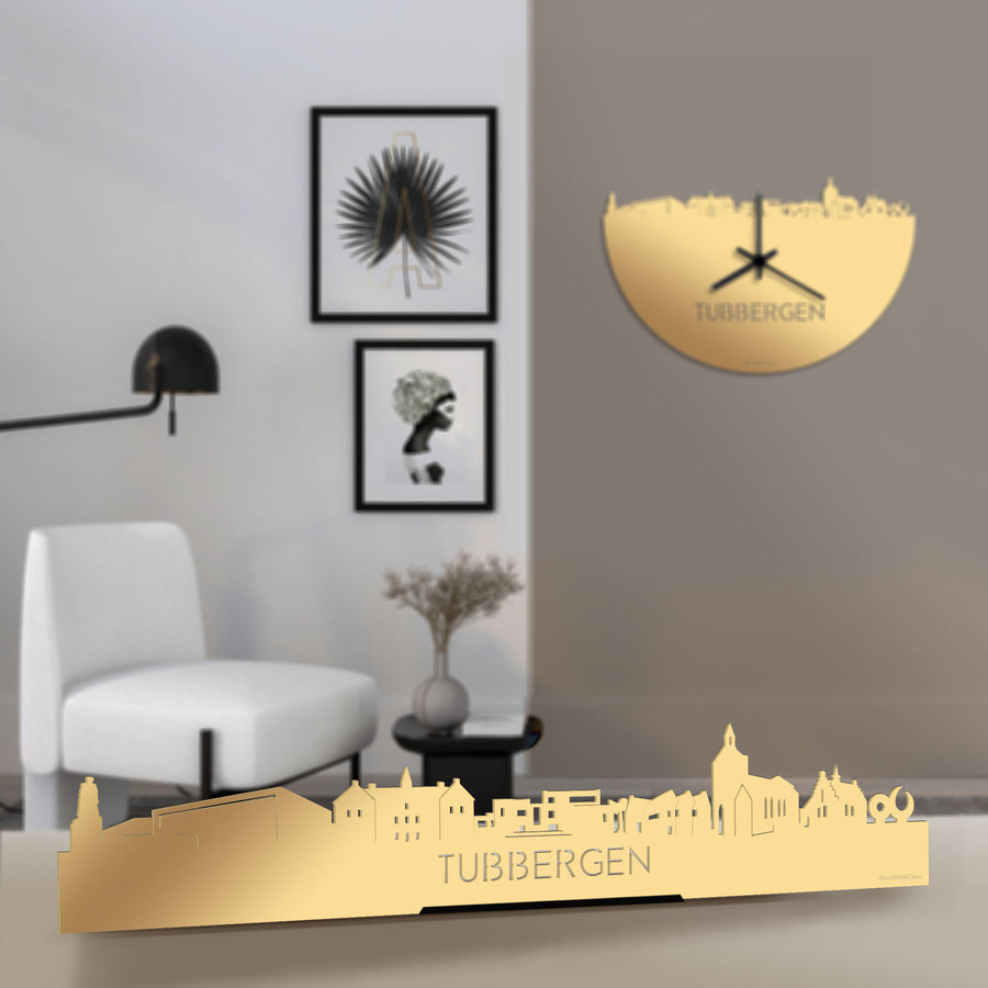 Standing Skyline Tubbergen Metallic Goud gerecycled kunststof cadeau decoratie relatiegeschenk van WoodWideCities
