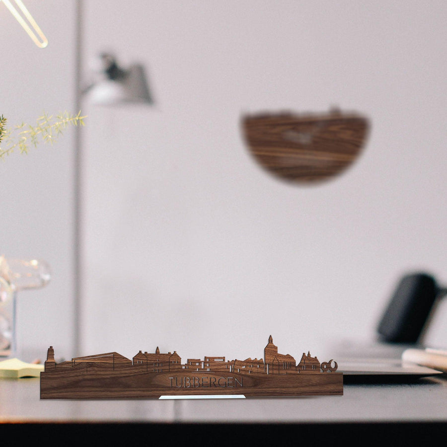 Standing Skyline Tubbergen Noten houten cadeau decoratie relatiegeschenk van WoodWideCities