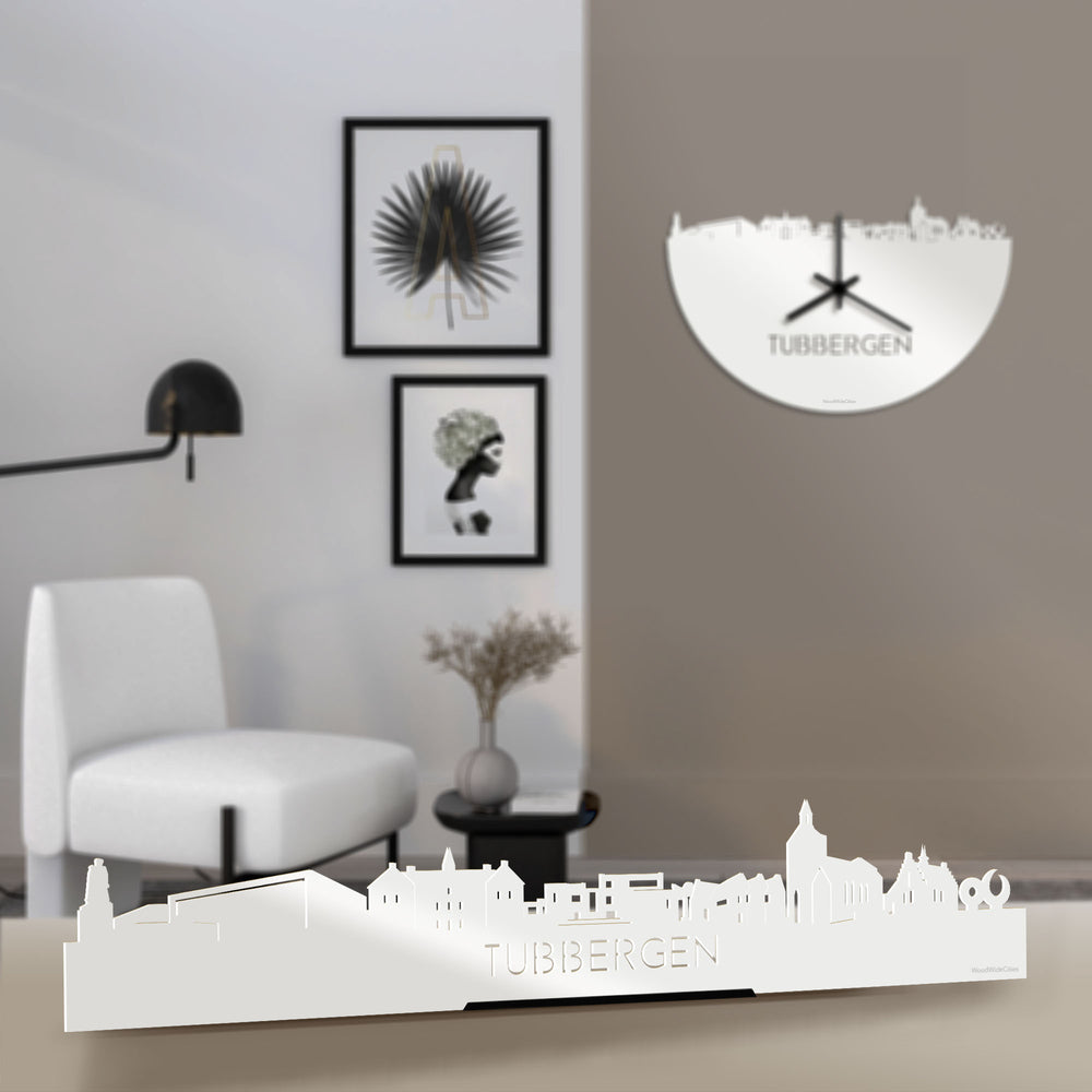 Standing Skyline Tubbergen Wit glanzend gerecycled kunststof cadeau decoratie relatiegeschenk van WoodWideCities