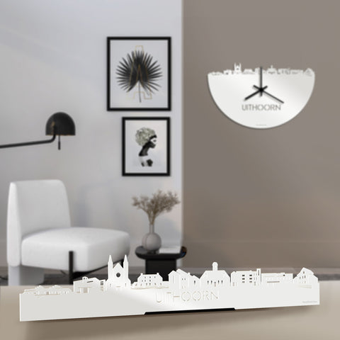 Standing Skyline Uithoorn Wit glanzend gerecycled kunststof cadeau decoratie relatiegeschenk van WoodWideCities
