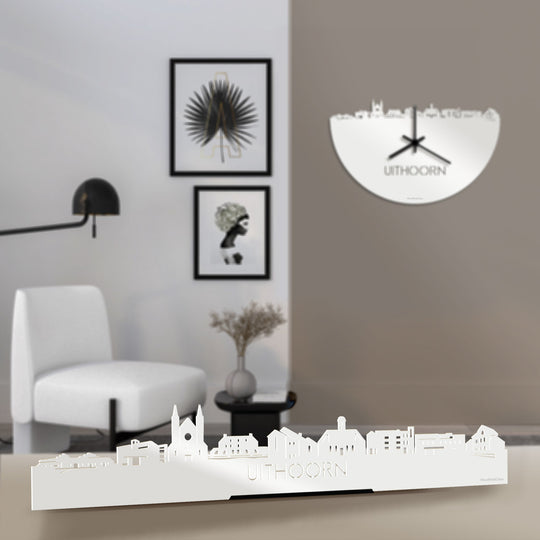 Standing Skyline Uithoorn Wit glanzend gerecycled kunststof cadeau decoratie relatiegeschenk van WoodWideCities
