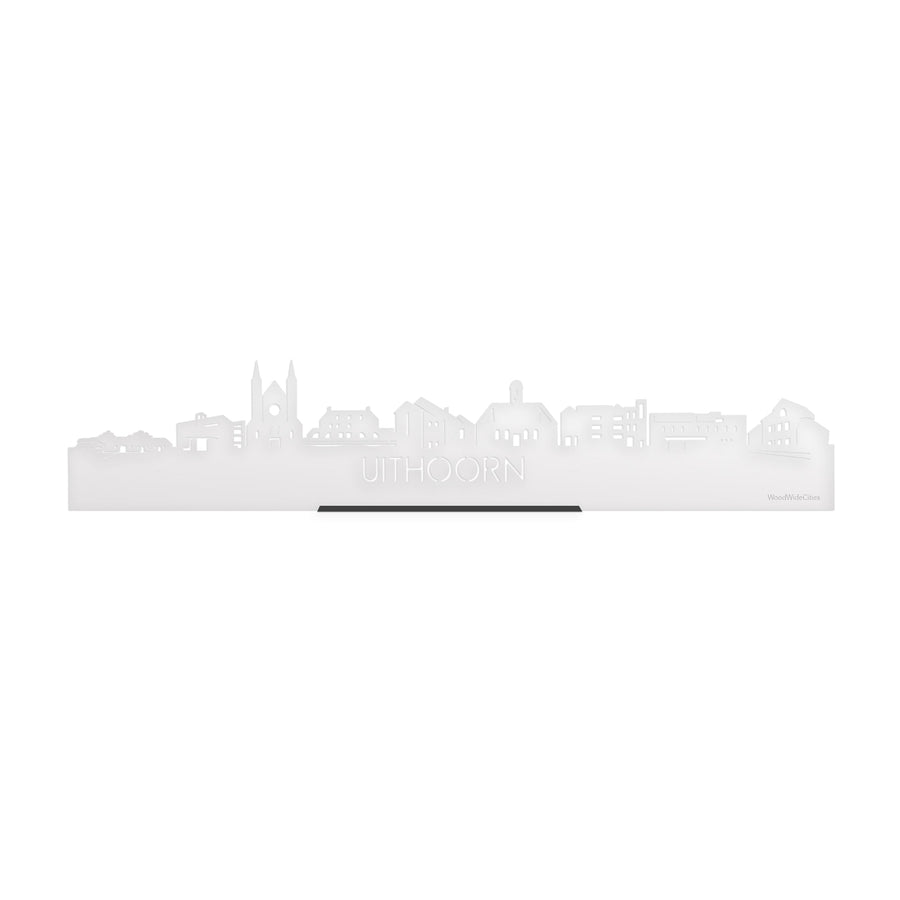 Standing Skyline Uithoorn Wit glanzend gerecycled kunststof cadeau decoratie relatiegeschenk van WoodWideCities