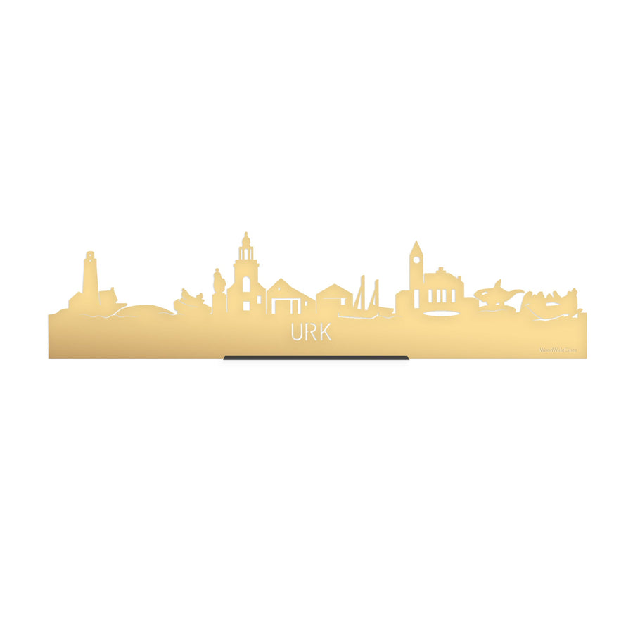 Standing Skyline Urk Metallic Goud gerecycled kunststof cadeau decoratie relatiegeschenk van WoodWideCities