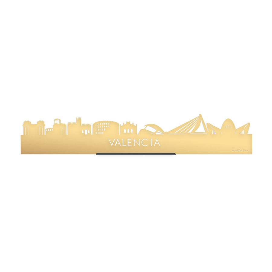 Standing Skyline Valencia Goud Metallic 40 cm houten cadeau decoratie relatiegeschenk van WoodWideCities