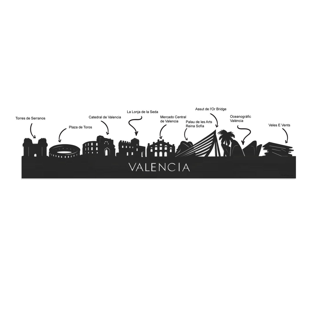 Standing Skyline Valencia Noten houten cadeau decoratie relatiegeschenk van WoodWideCities