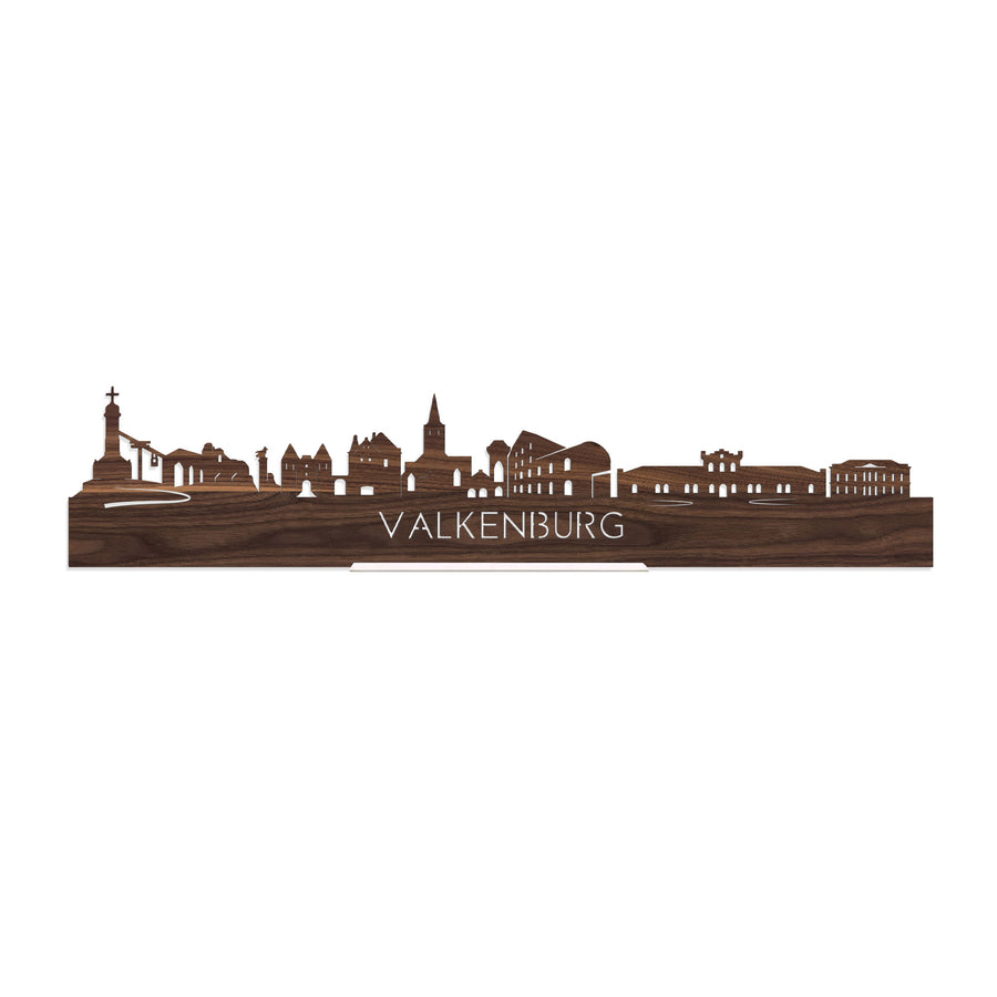 Standing Skyline Valkenburg Noten houten cadeau decoratie relatiegeschenk van WoodWideCities