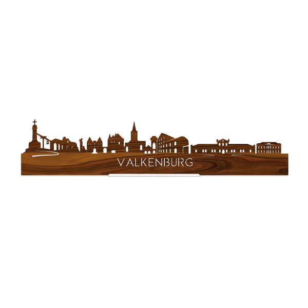 Standing Skyline Valkenburg Palissander houten cadeau decoratie relatiegeschenk van WoodWideCities