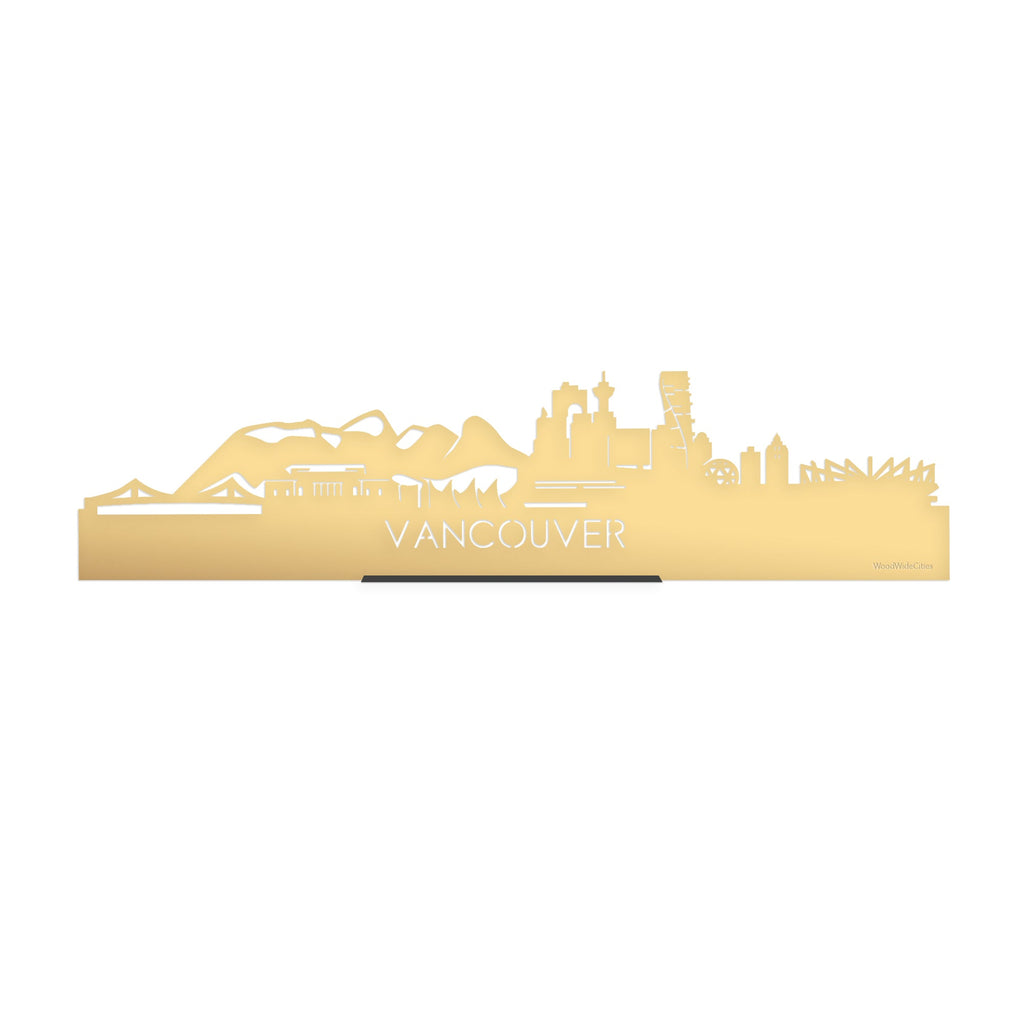 Standing Skyline Vancouver Metallic Goud gerecycled kunststof cadeau decoratie relatiegeschenk van WoodWideCities