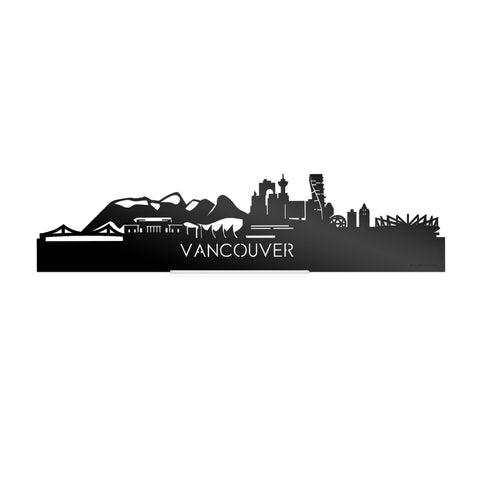 Standing Skyline Vancouver Zwart glanzend gerecycled kunststof cadeau decoratie relatiegeschenk van WoodWideCities