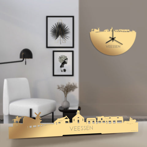 Standing Skyline Veessen Metallic Goud gerecycled kunststof cadeau decoratie relatiegeschenk van WoodWideCities