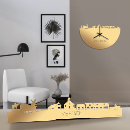 Standing Skyline Veessen Metallic Goud gerecycled kunststof cadeau decoratie relatiegeschenk van WoodWideCities
