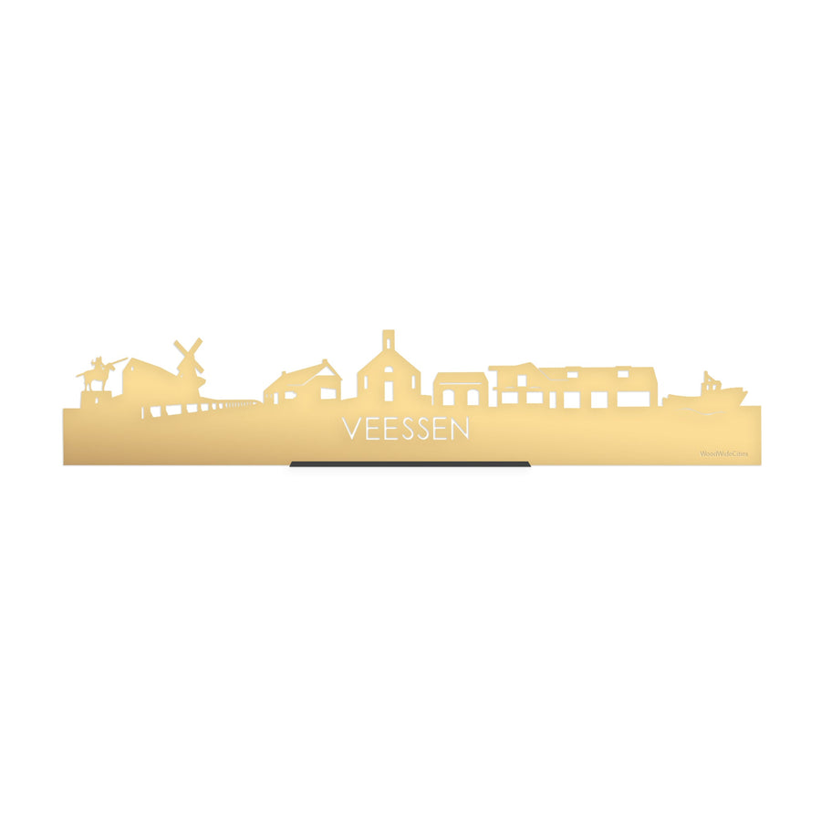 Standing Skyline Veessen Metallic Goud gerecycled kunststof cadeau decoratie relatiegeschenk van WoodWideCities