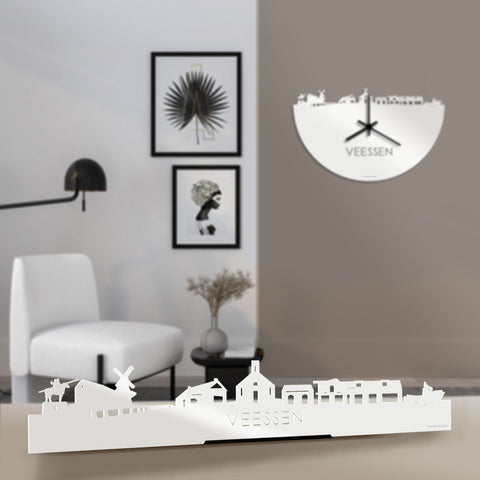 Standing Skyline Veessen Wit glanzend gerecycled kunststof cadeau decoratie relatiegeschenk van WoodWideCities