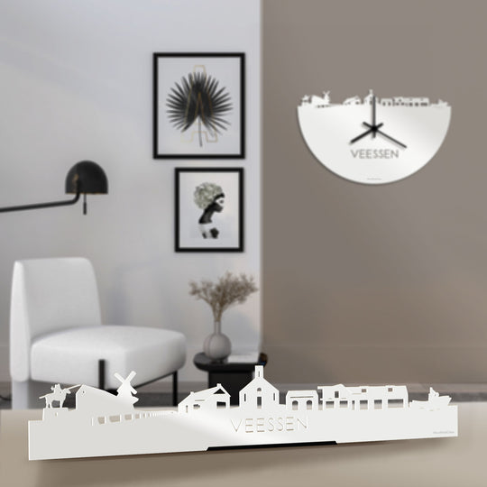 Standing Skyline Veessen Wit glanzend gerecycled kunststof cadeau decoratie relatiegeschenk van WoodWideCities