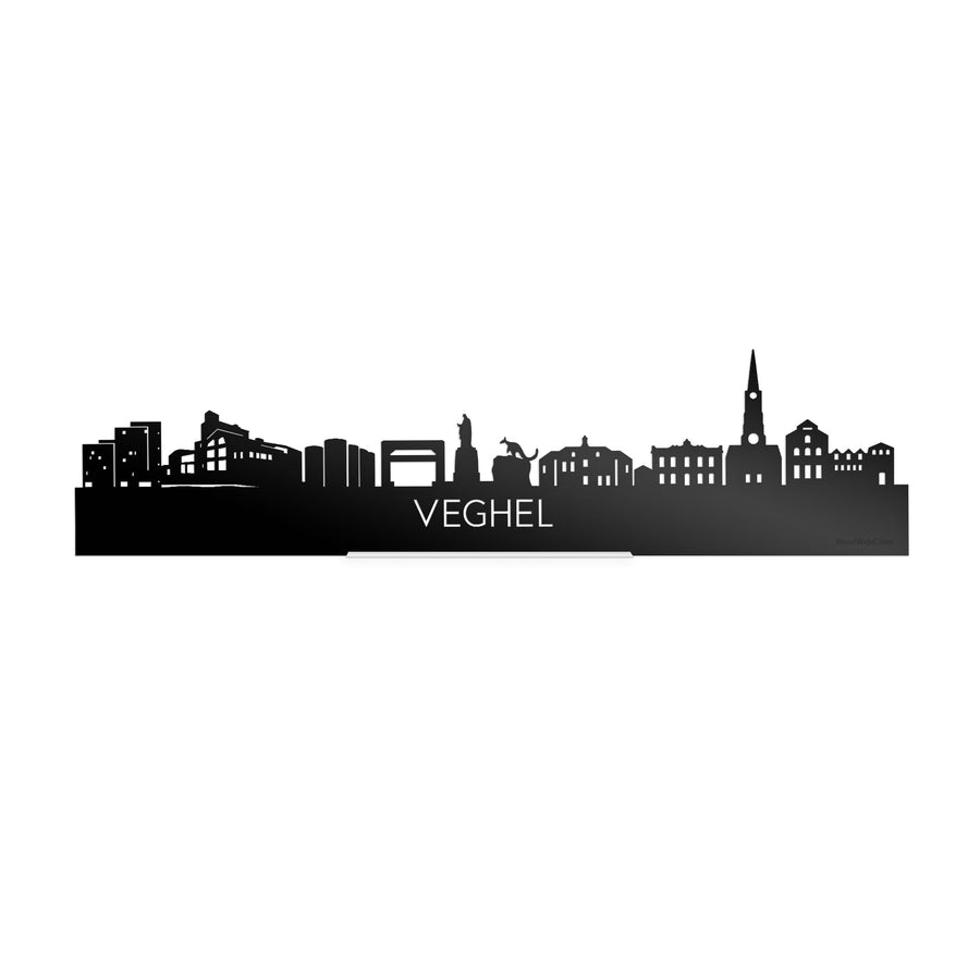 Standing Skyline Veghel Zwart glanzend gerecycled kunststof cadeau decoratie relatiegeschenk van WoodWideCities