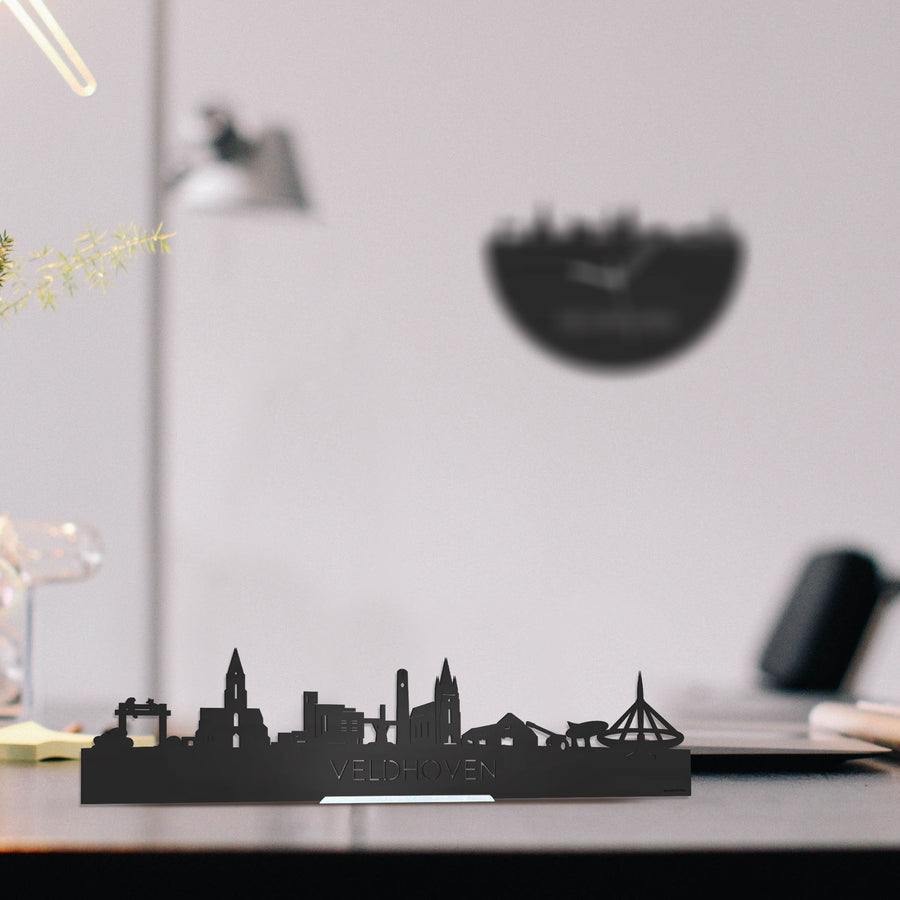 Standing Skyline Veldhoven Zwart houten cadeau decoratie relatiegeschenk van WoodWideCities