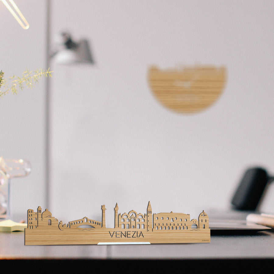 Standing Skyline Venezia Bamboe houten cadeau decoratie relatiegeschenk van WoodWideCities