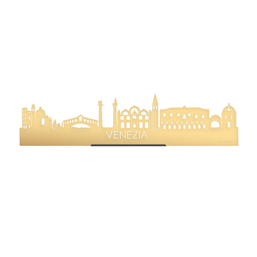 Standing Skyline Venezia Metallic Goud gerecycled kunststof cadeau decoratie relatiegeschenk van WoodWideCities