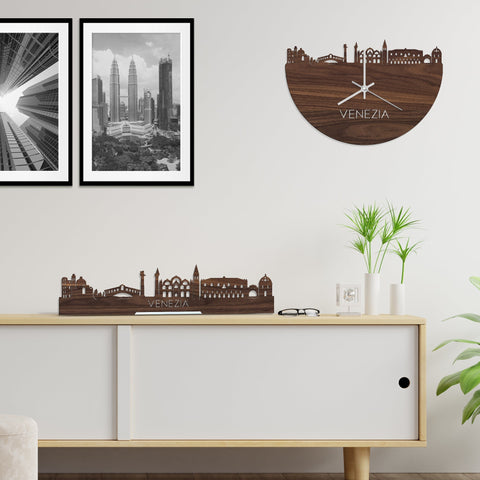 Standing Skyline Venezia Noten houten cadeau decoratie relatiegeschenk van WoodWideCities