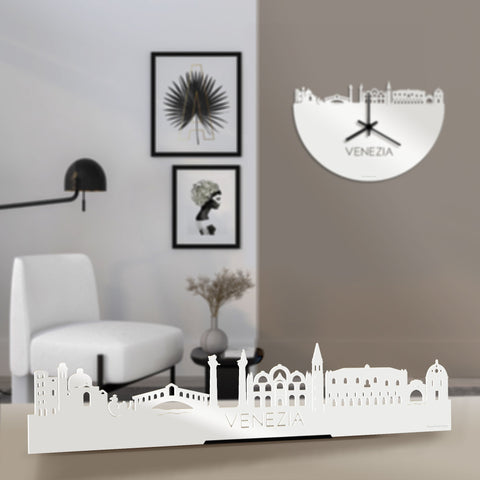 Standing Skyline Venezia Wit glanzend gerecycled kunststof cadeau decoratie relatiegeschenk van WoodWideCities