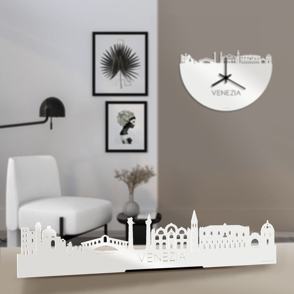 Standing Skyline Venezia Wit glanzend gerecycled kunststof cadeau decoratie relatiegeschenk van WoodWideCities