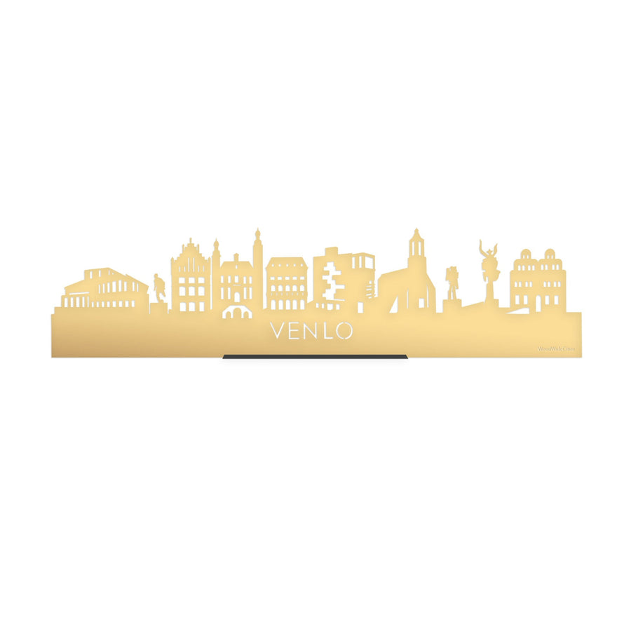 Standing Skyline Venlo Goud Metallic 40 cm houten cadeau decoratie relatiegeschenk van WoodWideCities