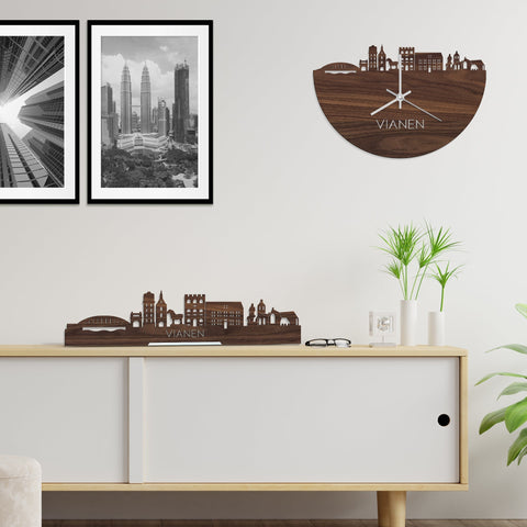 Standing Skyline Vianen Noten houten cadeau decoratie relatiegeschenk van WoodWideCities