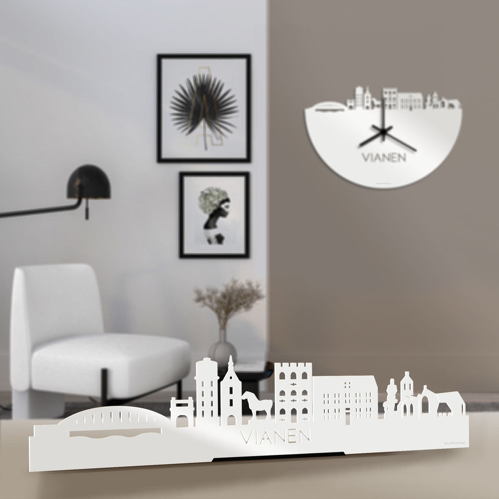 Standing Skyline Vianen Wit glanzend gerecycled kunststof cadeau decoratie relatiegeschenk van WoodWideCities